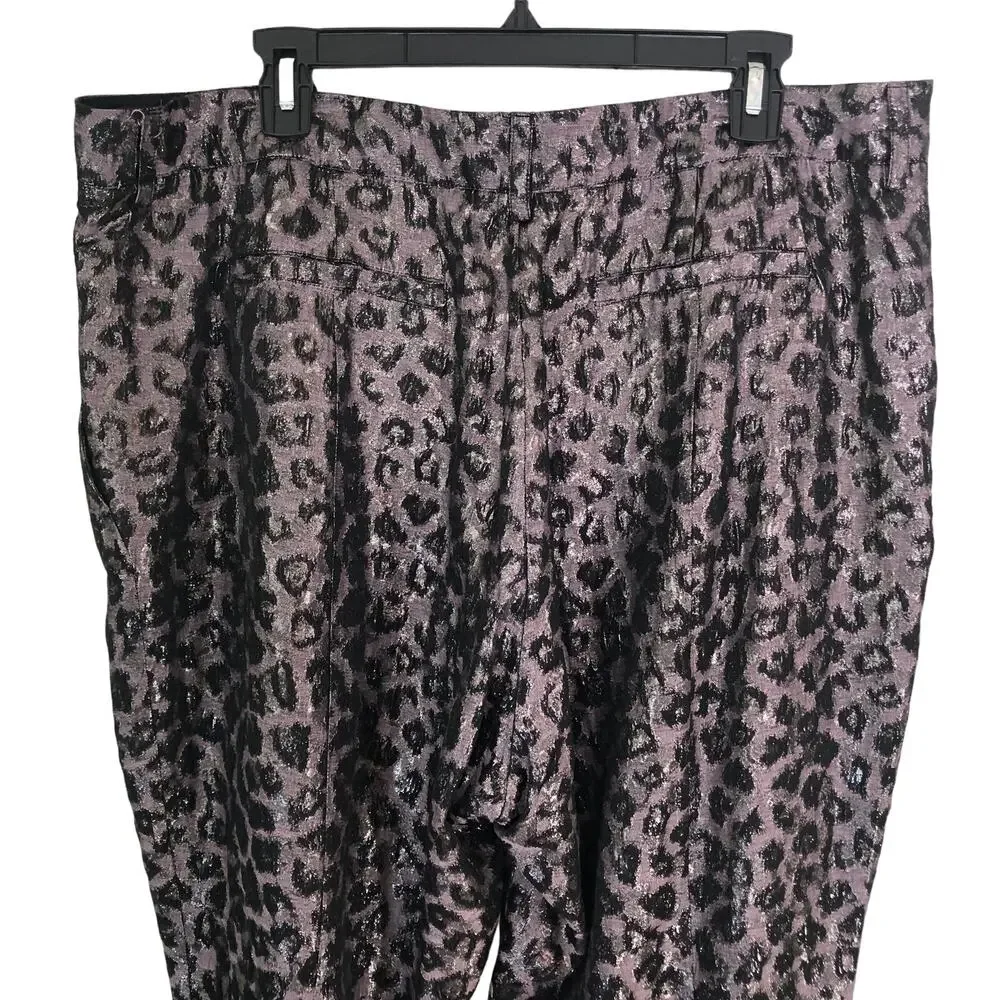Evening Pants Slacks Lined Sheen Animal Print Size 20 Purple Tanya Taylor - Picture 4 of 8